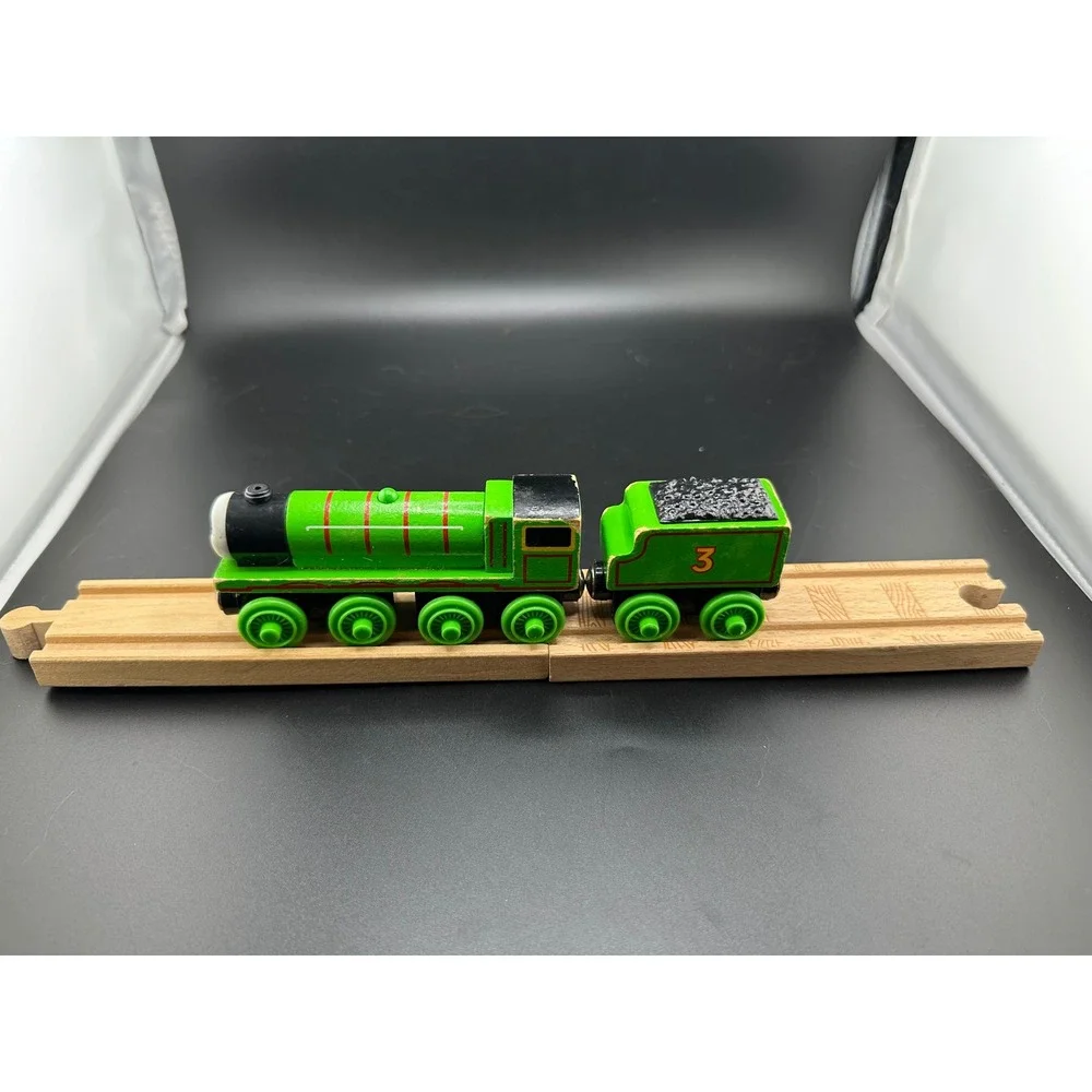 Learning Curve Thomas Henry Wooden Railway Train with Tender‎ Vtg 2003 #3 Green
